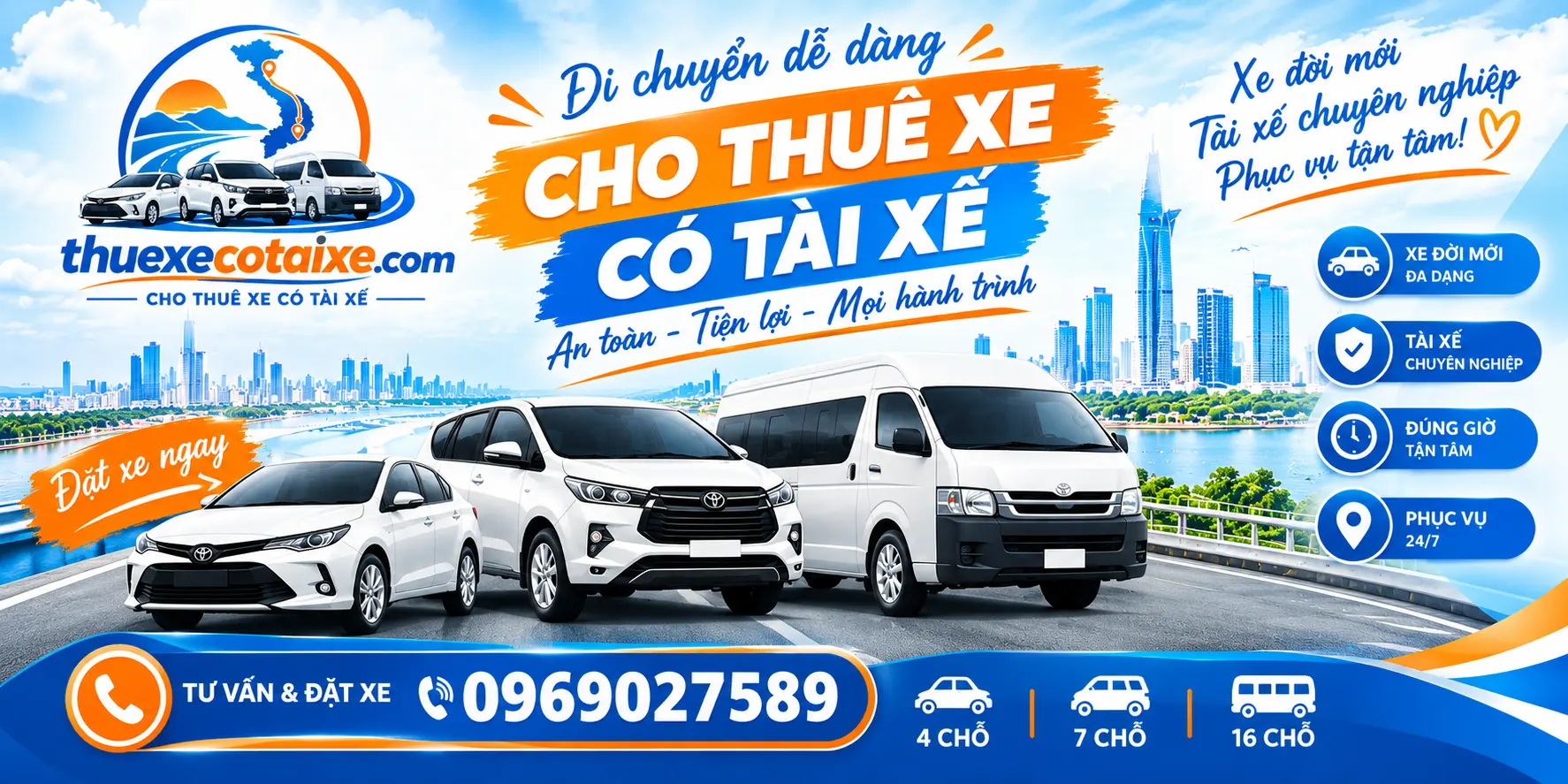 Quảng cáo thuê xe có tài xế chuyên nghiệp
